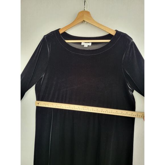 Susan Graver Stretch Velvet Swing Dress Black XL 3/4 Sleeve Holiday Party - Picture 10 of 15